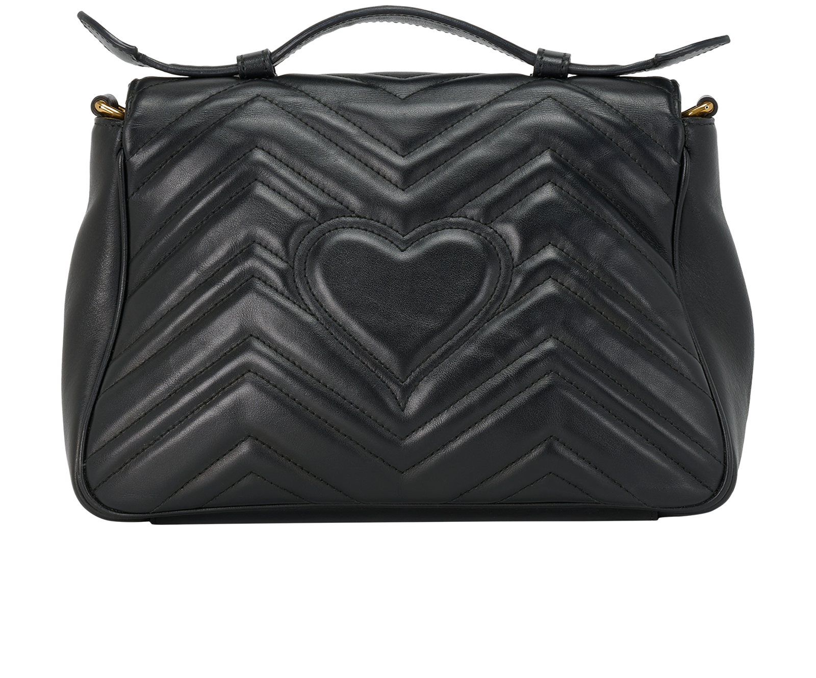 Medium Marmont Top Handle, &pound;850, Handbags, Black, Leather, Back view